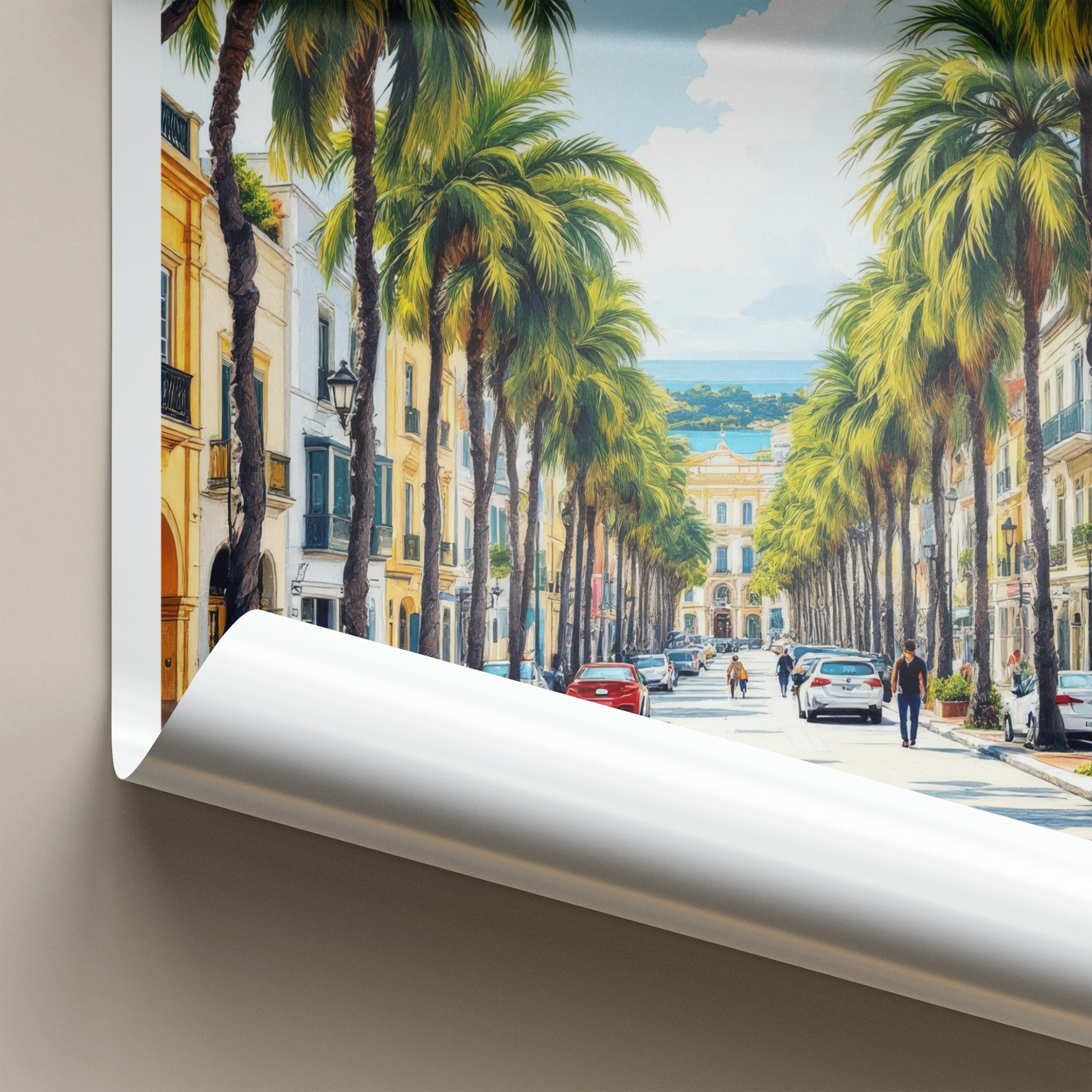 Montevideo Poster - Uruguay Travel Art - Palm Lined Street Home Decor