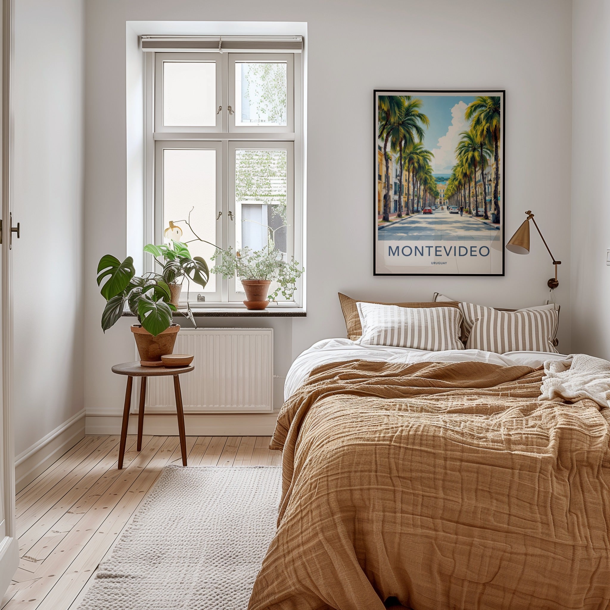 Montevideo Poster - Uruguay Travel Art - Palm Lined Street Home Decor