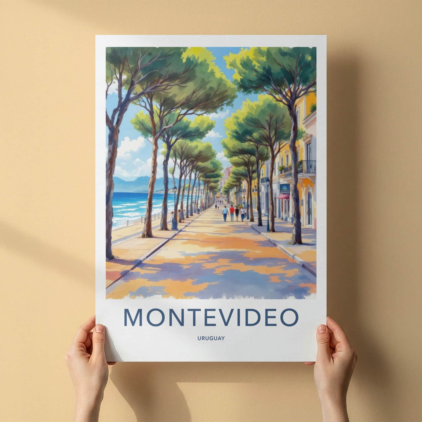 Montevideo Poster - Uruguay Travel Art - Seaside Tree Promenade Wall Decor