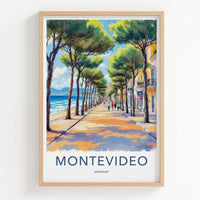 Montevideo Poster - Uruguay Travel Art - Seaside Tree Promenade Wall Decor