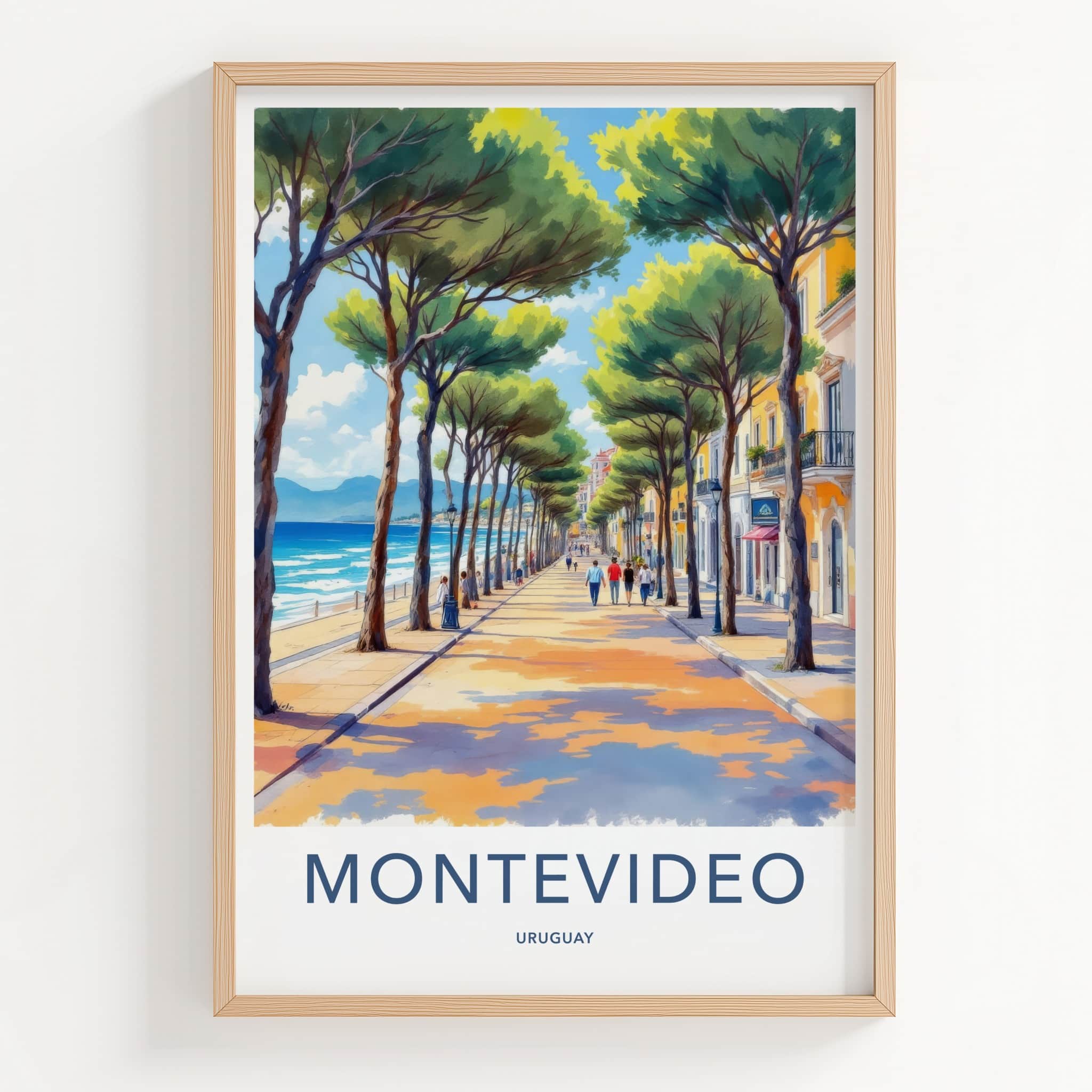Montevideo Poster - Uruguay Travel Art - Seaside Tree Promenade Wall Decor