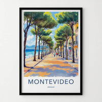 Montevideo Poster - Uruguay Travel Art - Seaside Tree Promenade Wall Decor