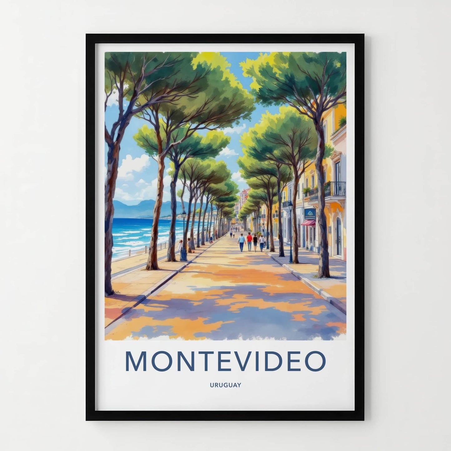 Montevideo Poster - Uruguay Travel Art - Seaside Tree Promenade Wall Decor
