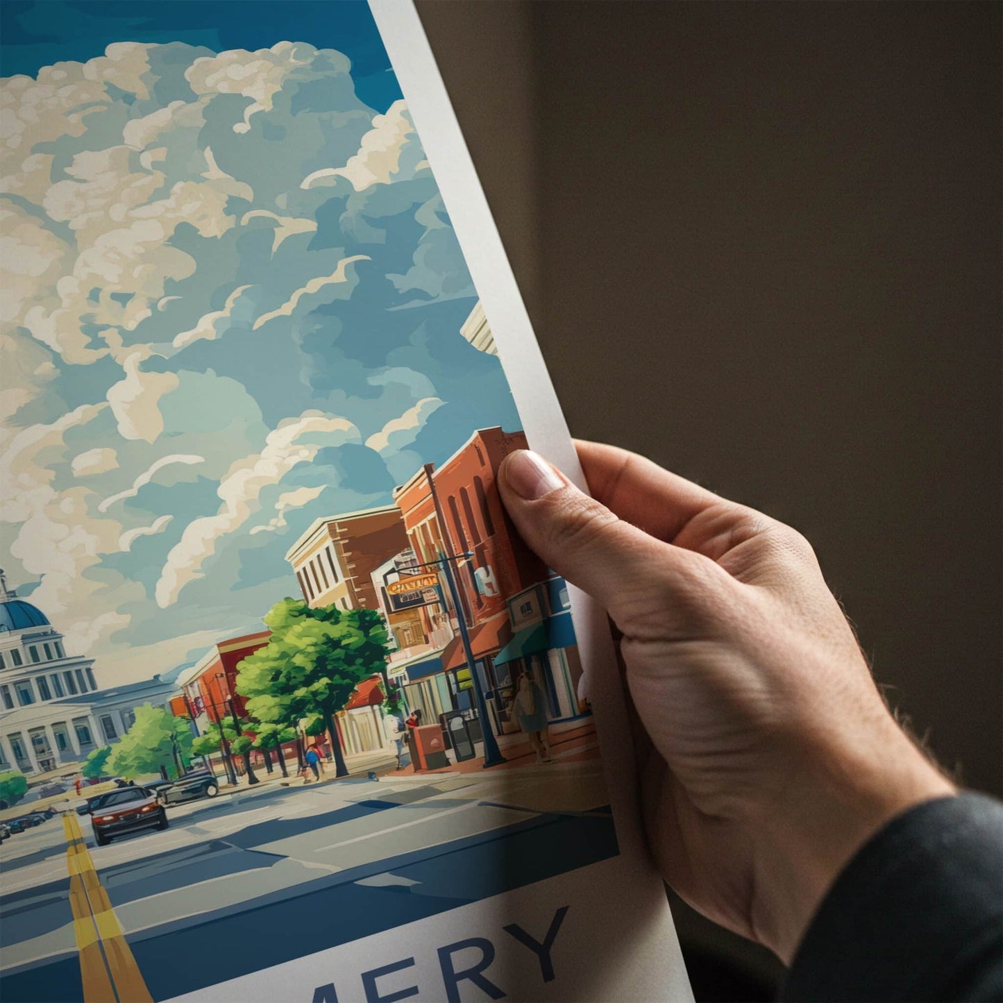Montgomery Poster - Alabama Travel Art - Capitol Street View Home Decor