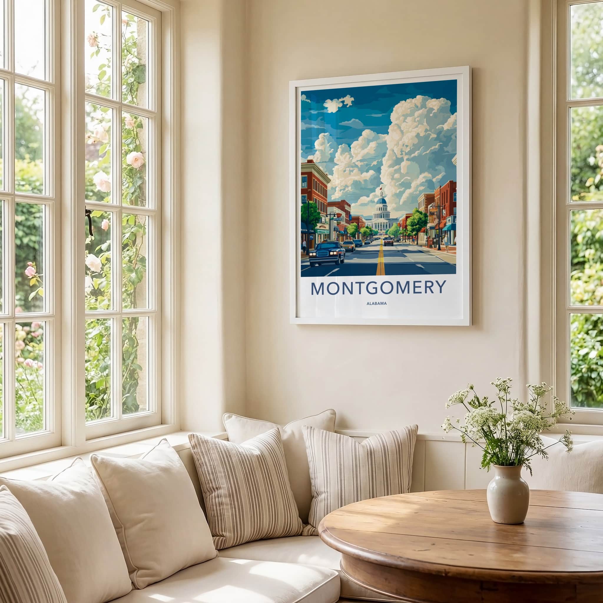 Montgomery Poster - Alabama Travel Art - Capitol Street View Home Decor