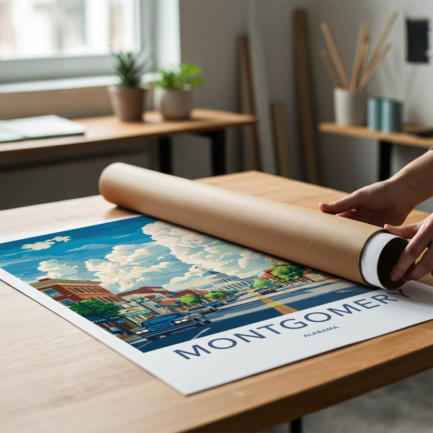 Montgomery Poster - Alabama Travel Art - Capitol Street View Home Decor