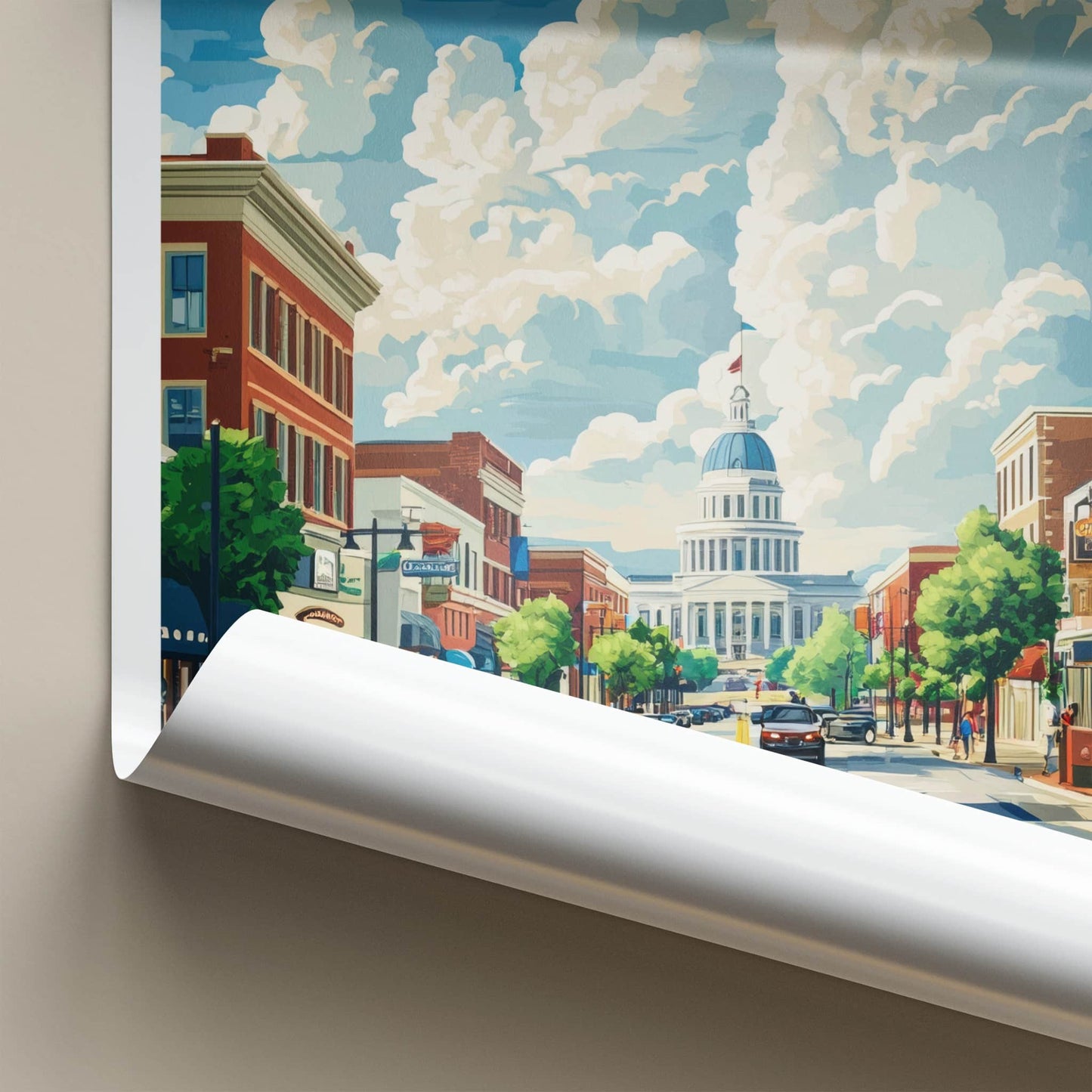 Montgomery Poster - Alabama Travel Art - Capitol Street View Home Decor