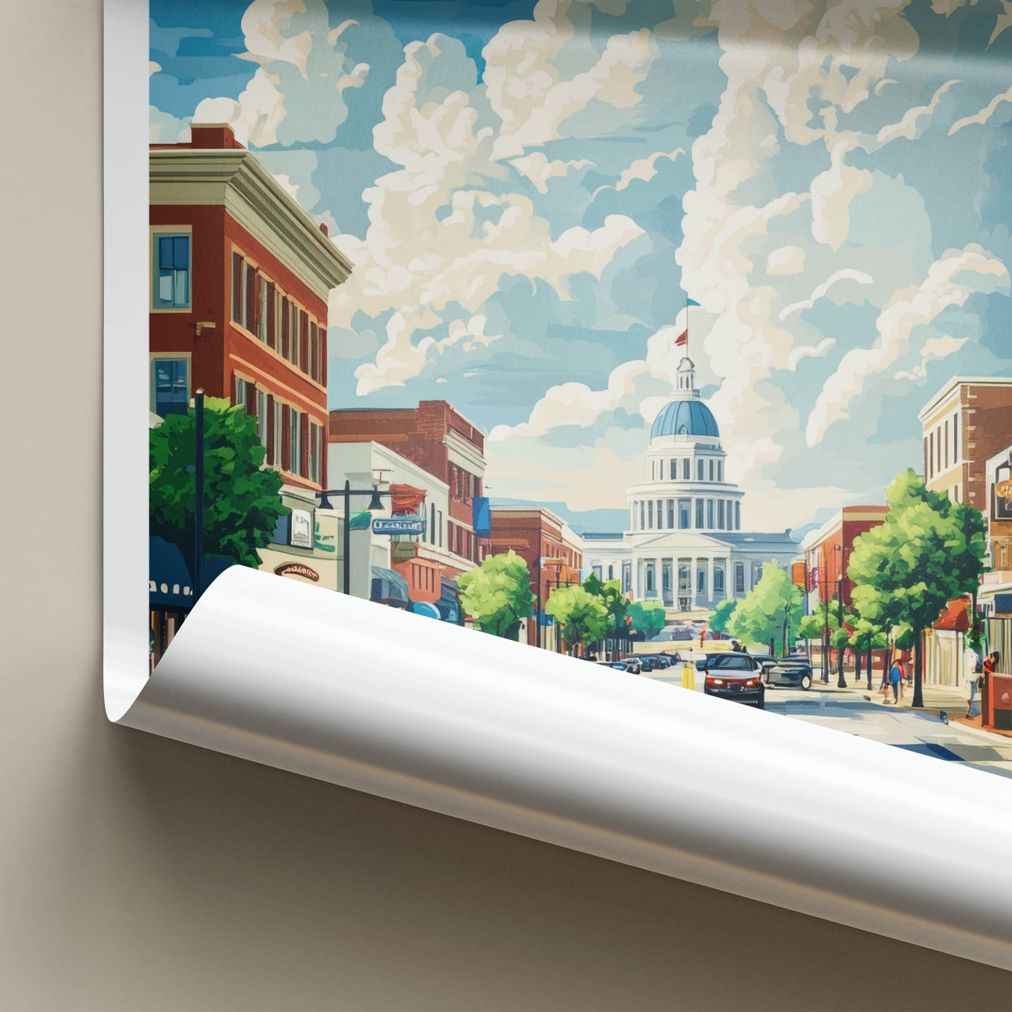 Montgomery Poster - Alabama Travel Art - Capitol Street View Home Decor