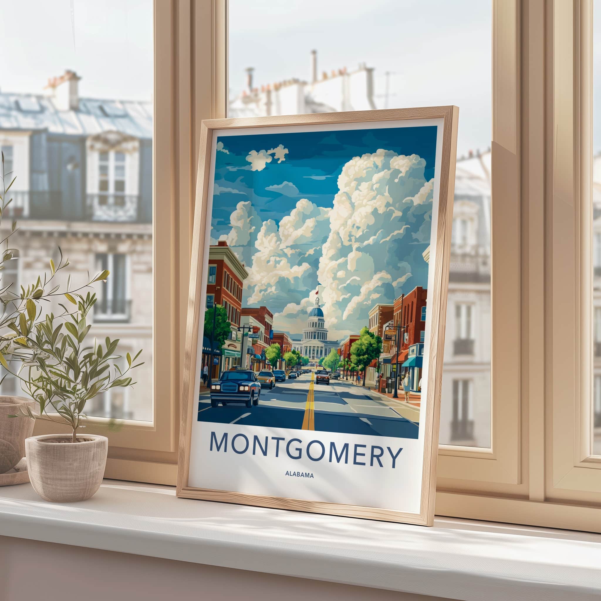 Montgomery Poster - Alabama Travel Art - Capitol Street View Home Decor
