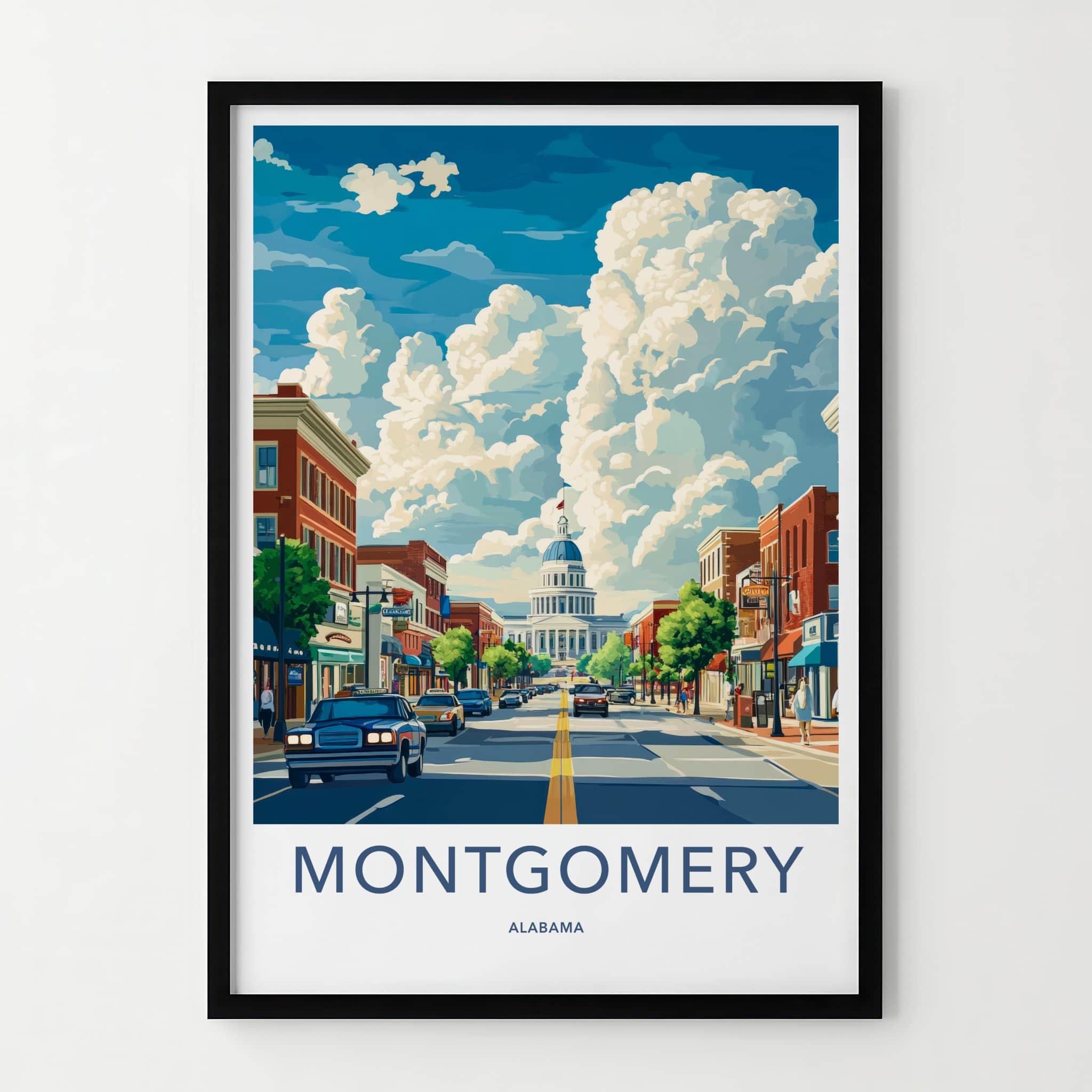 Montgomery Poster - Alabama Travel Art - Capitol Street View Home Decor