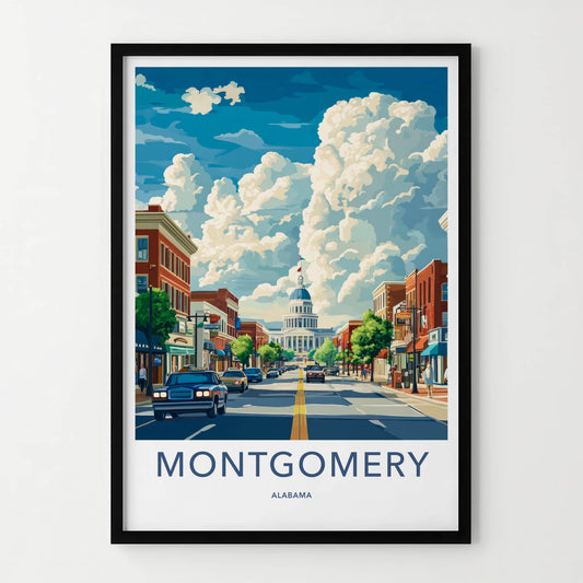 Montgomery Poster - Alabama Travel Art - Capitol Street View Home Decor