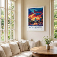 Montgomery Poster - Alabama Travel Art - Dramatic Capitol Sunset Home Decor