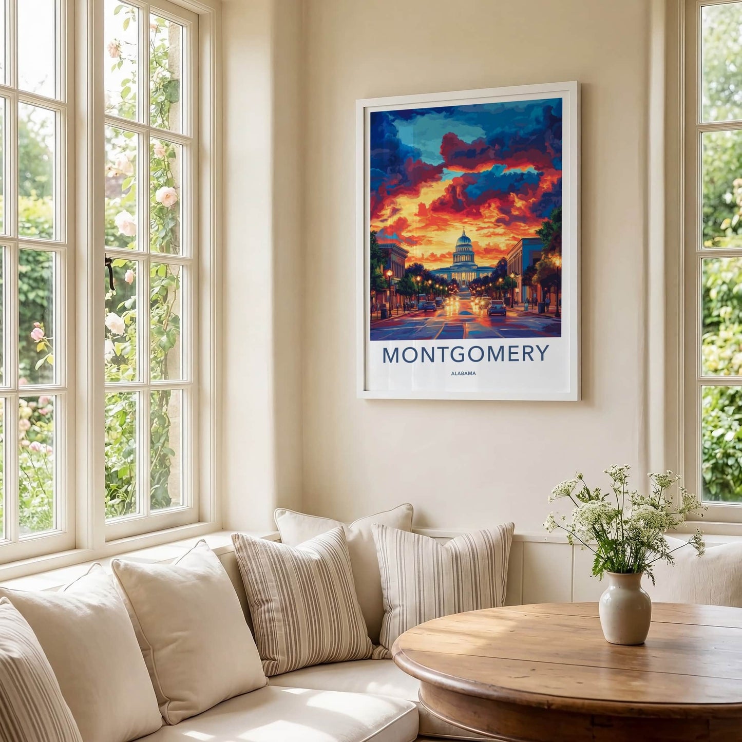 Montgomery Poster - Alabama Travel Art - Dramatic Capitol Sunset Home Decor
