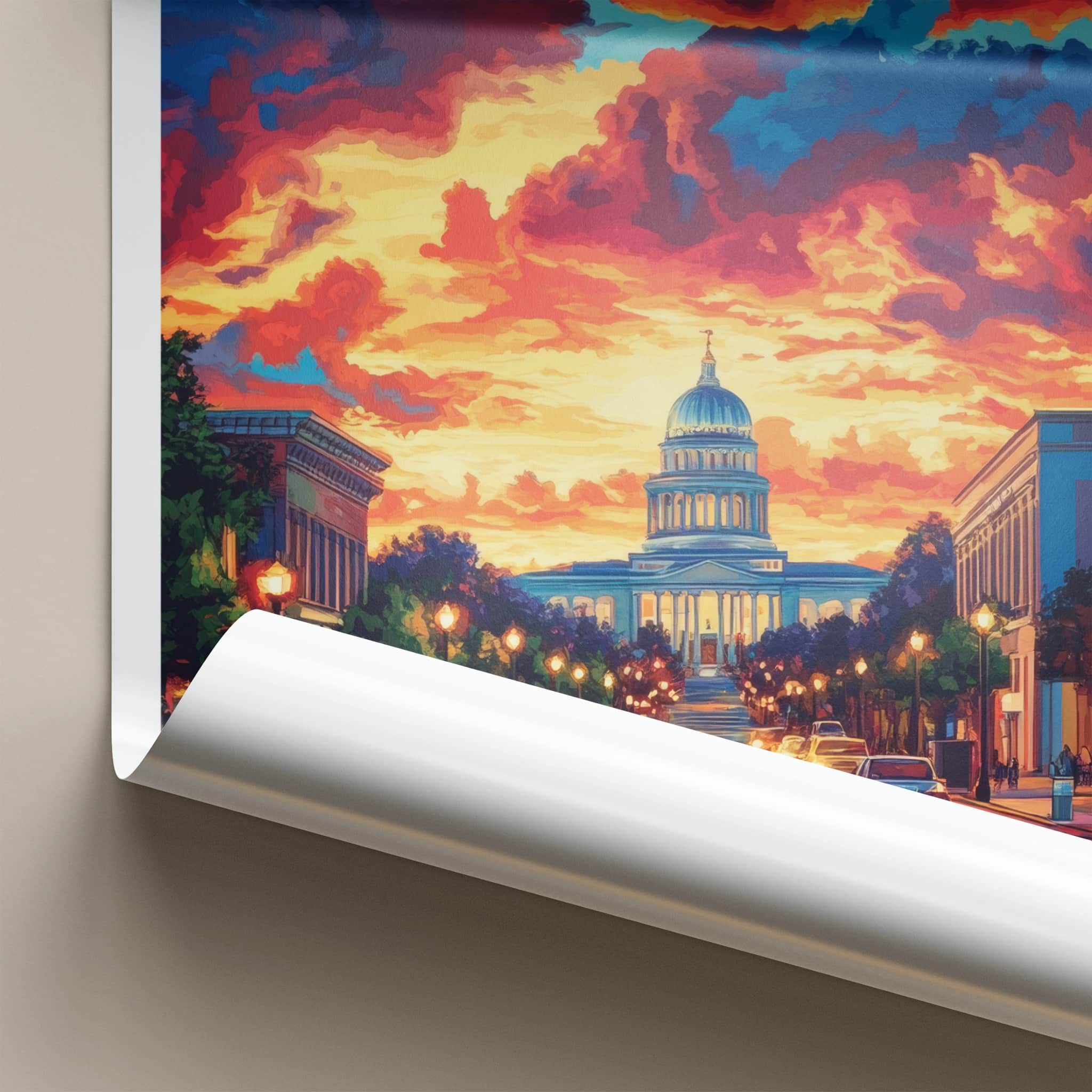 Montgomery Poster - Alabama Travel Art - Dramatic Capitol Sunset Home Decor