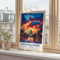 Montgomery Poster - Alabama Travel Art - Dramatic Capitol Sunset Home Decor