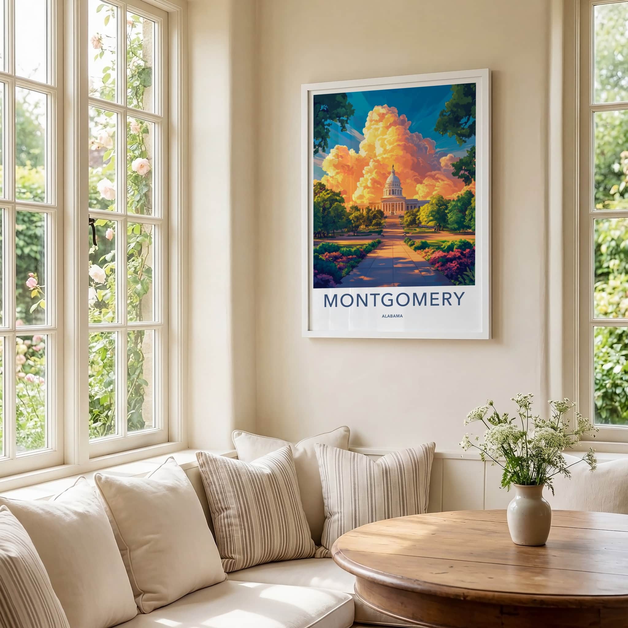 Montgomery Poster - Alabama Wall Art - Golden Cloud Capitol Home Decor