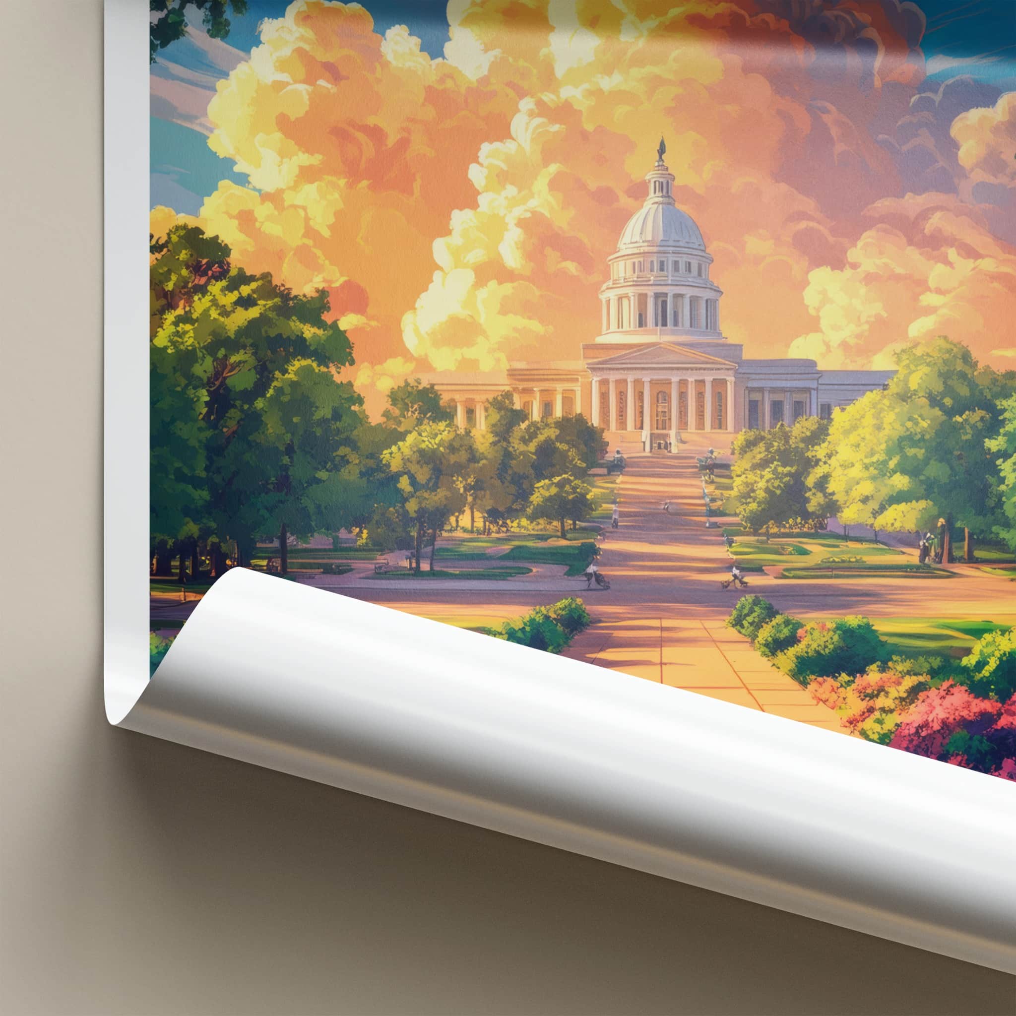Montgomery Poster - Alabama Wall Art - Golden Cloud Capitol Home Decor