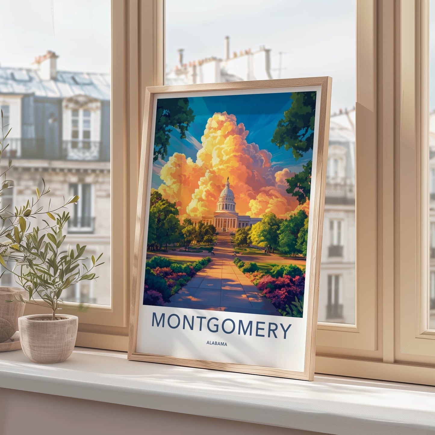 Montgomery Poster - Alabama Wall Art - Golden Cloud Capitol Home Decor