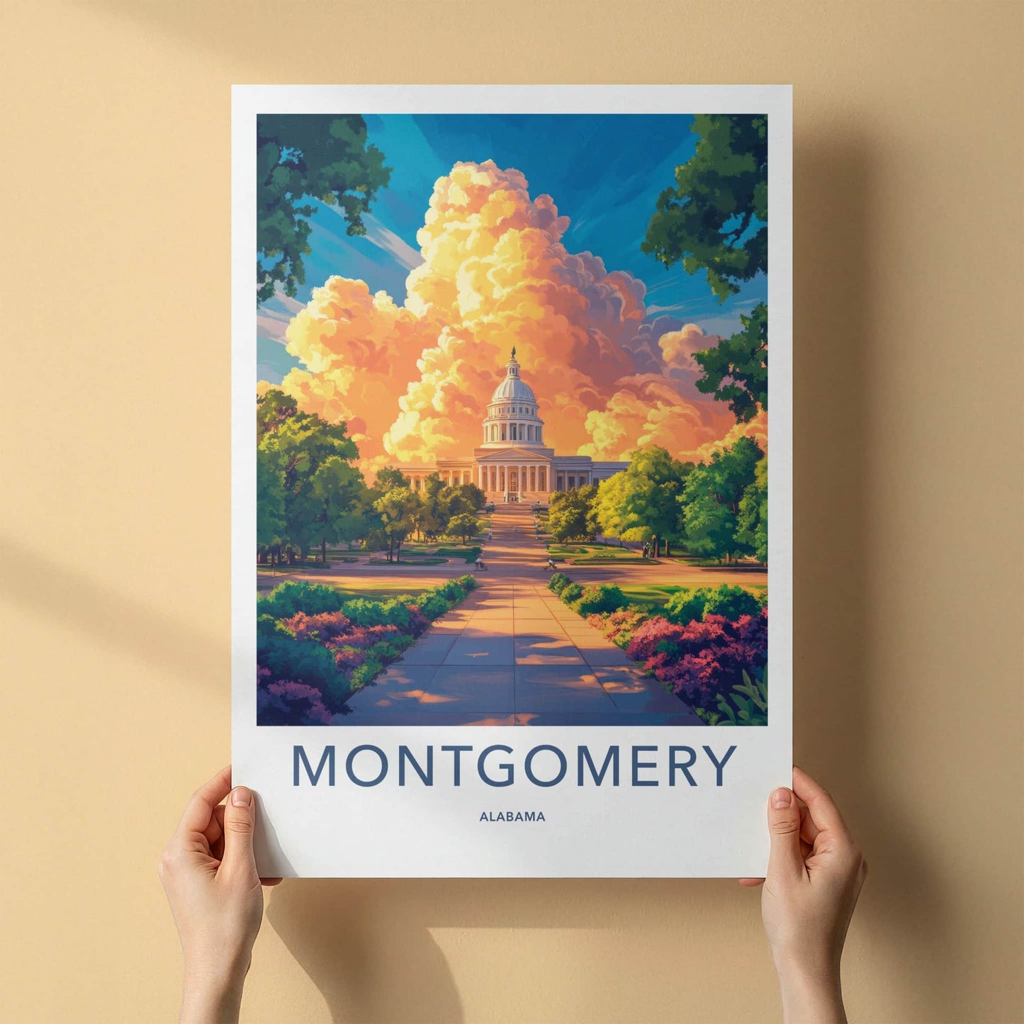 Montgomery Poster - Alabama Wall Art - Golden Cloud Capitol Home Decor