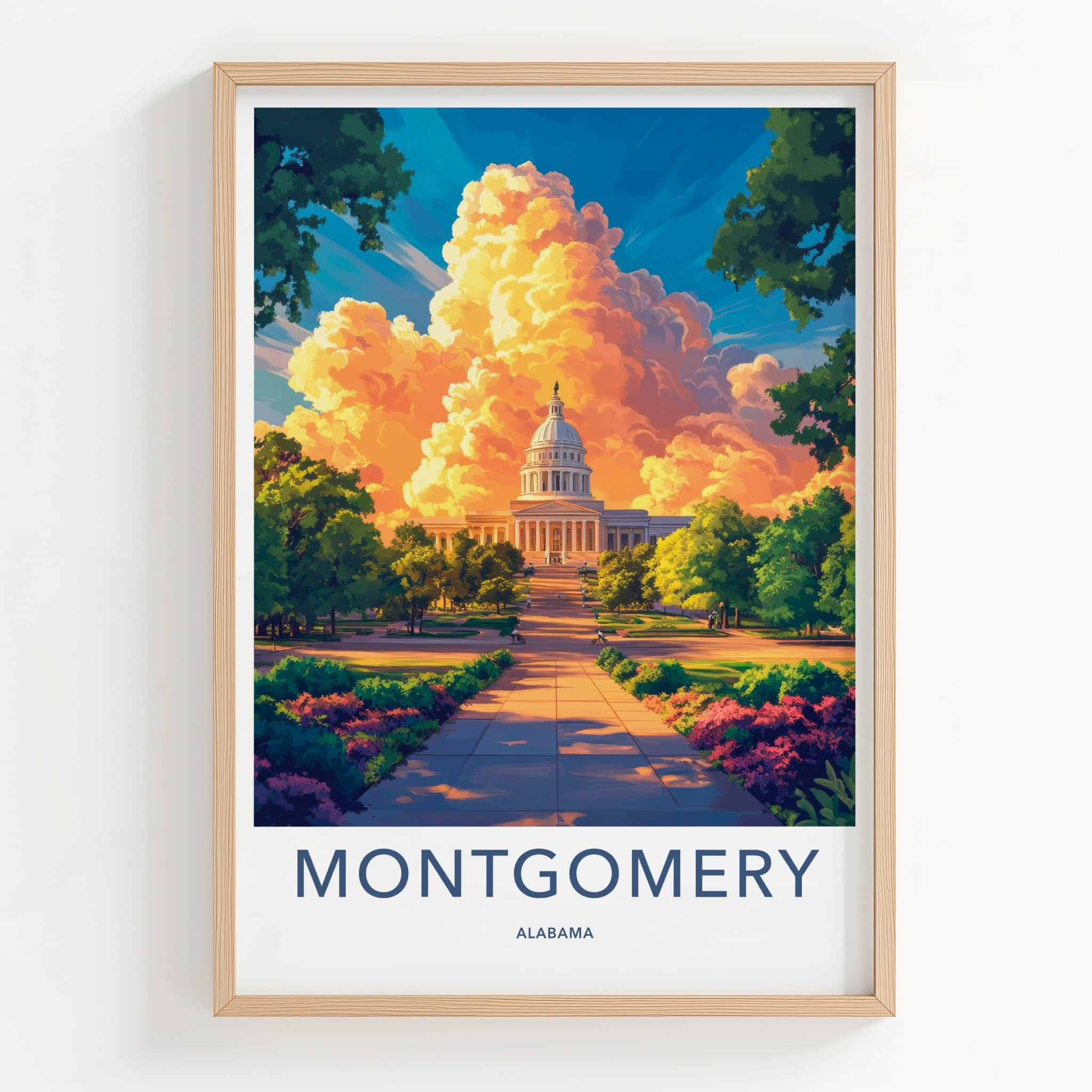 Montgomery Poster - Alabama Wall Art - Golden Cloud Capitol Home Decor