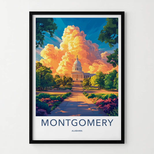 Montgomery Poster - Alabama Wall Art - Golden Cloud Capitol Home Decor