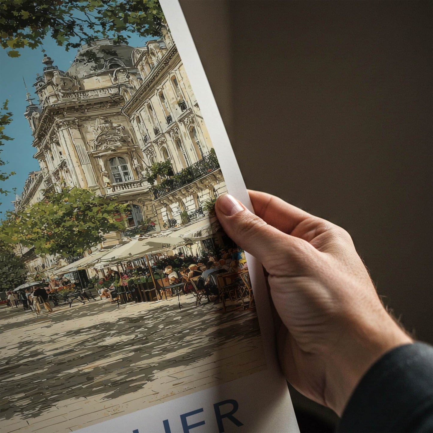 Montpellier Poster - France Travel Art - City Plaza Fountain Home Decor