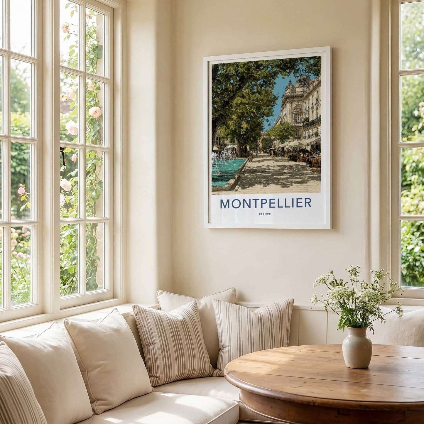 Montpellier Poster - France Travel Art - City Plaza Fountain Home Decor