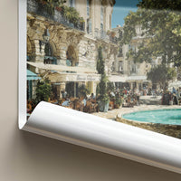 Montpellier Poster - France Travel Art - Lively Cafe Fountain Home Decor