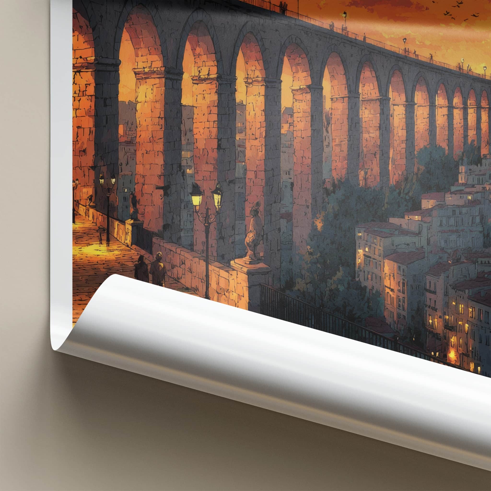 Montpellier Poster - France Travel Art - Orange Sky Aqueduct Home Decor