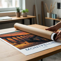 Montpellier Poster - France Travel Art - Orange Sky Aqueduct Home Decor