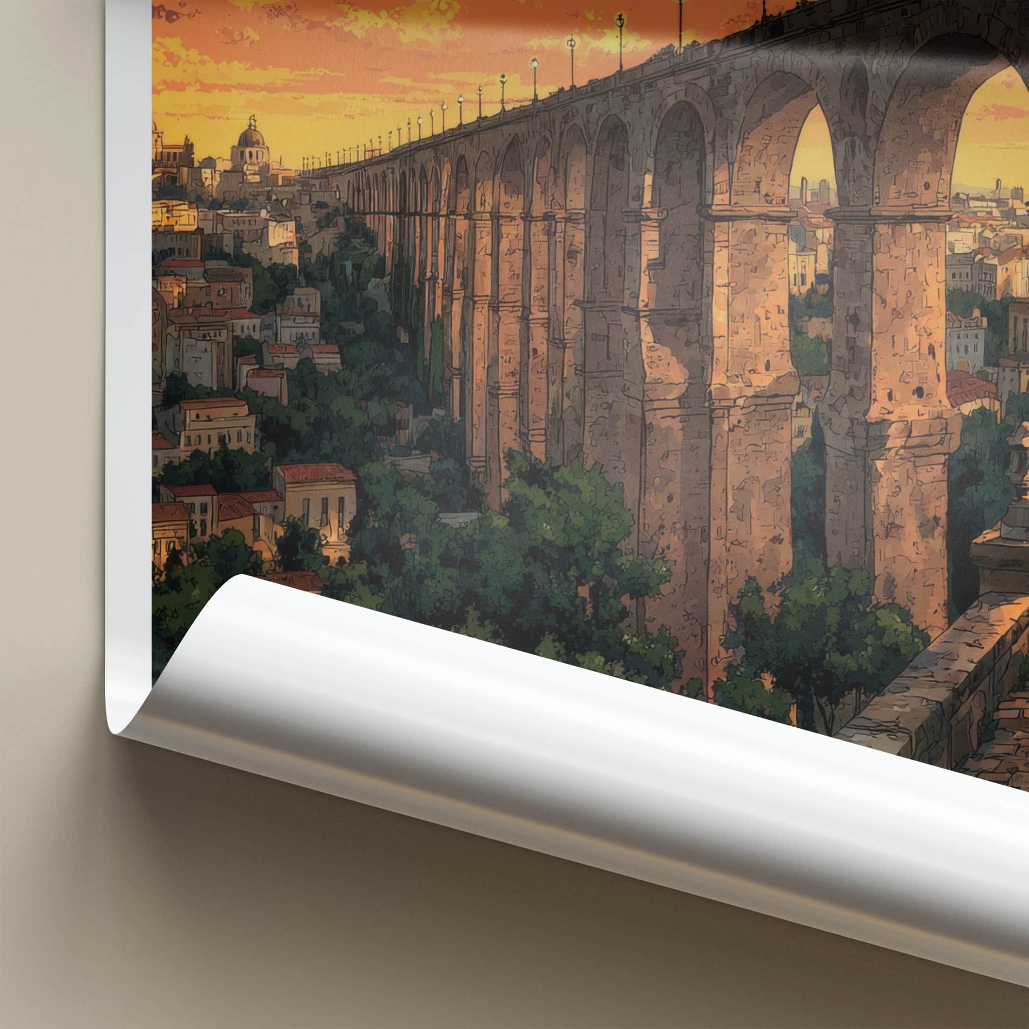 Montpellier Poster - France Travel Art - Sunset Aqueduct City Home Decor