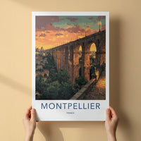 Montpellier Poster - France Travel Art - Sunset Aqueduct City Home Decor