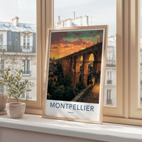 Montpellier Poster - France Travel Art - Sunset Aqueduct City Home Decor