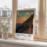 Montpellier Poster - France Travel Art - Sunset Aqueduct Path Home Decor