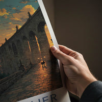 Montpellier Poster - France Travel Art - Sunset Aqueduct Path Home Decor