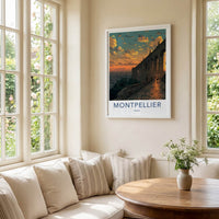 Montpellier Poster - France Travel Art - Sunset Aqueduct Path Home Decor