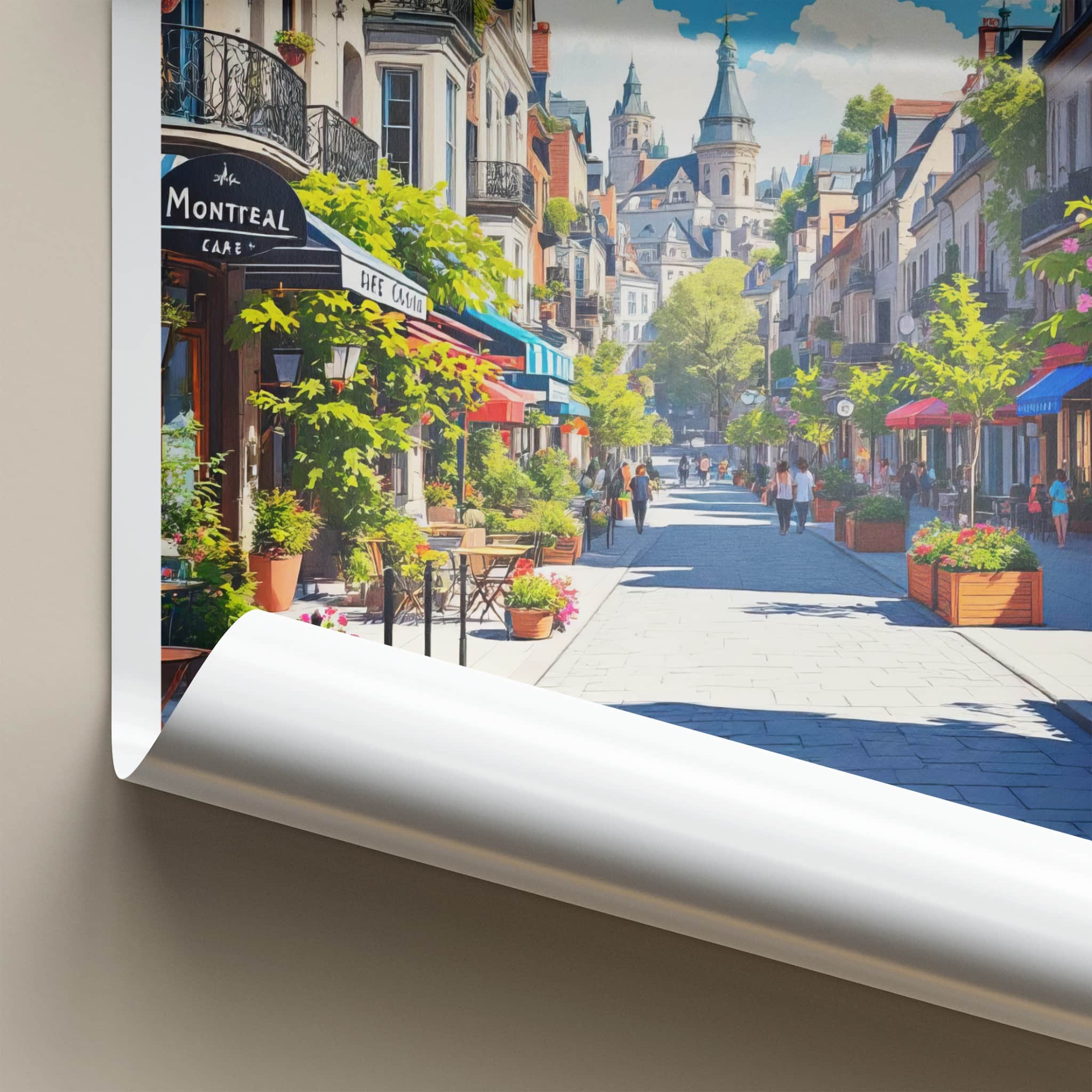 Montreal Poster - Canada Travel Art - Charming Street Scene Home Decor
