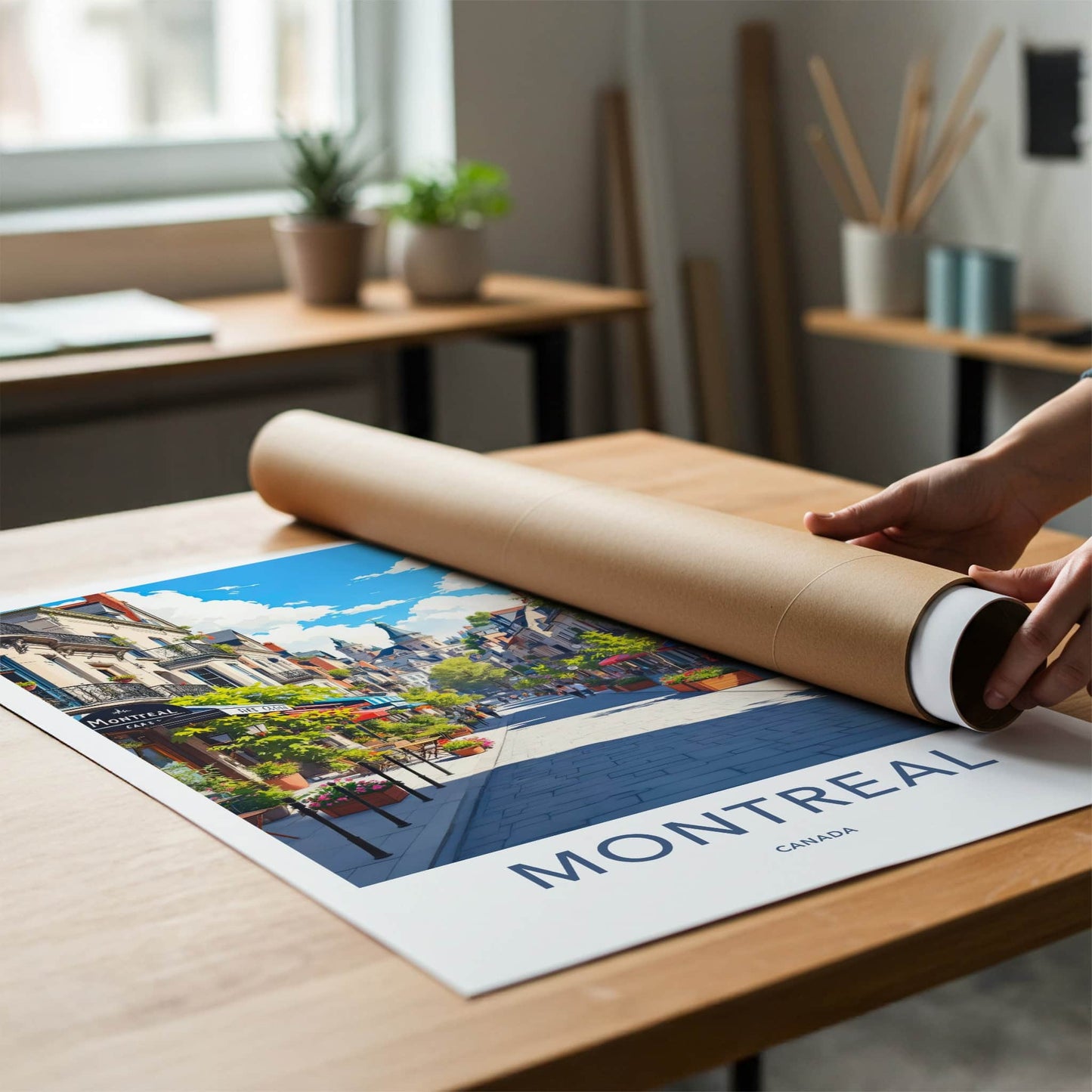 Montreal Poster - Canada Travel Art - Charming Street Scene Home Decor