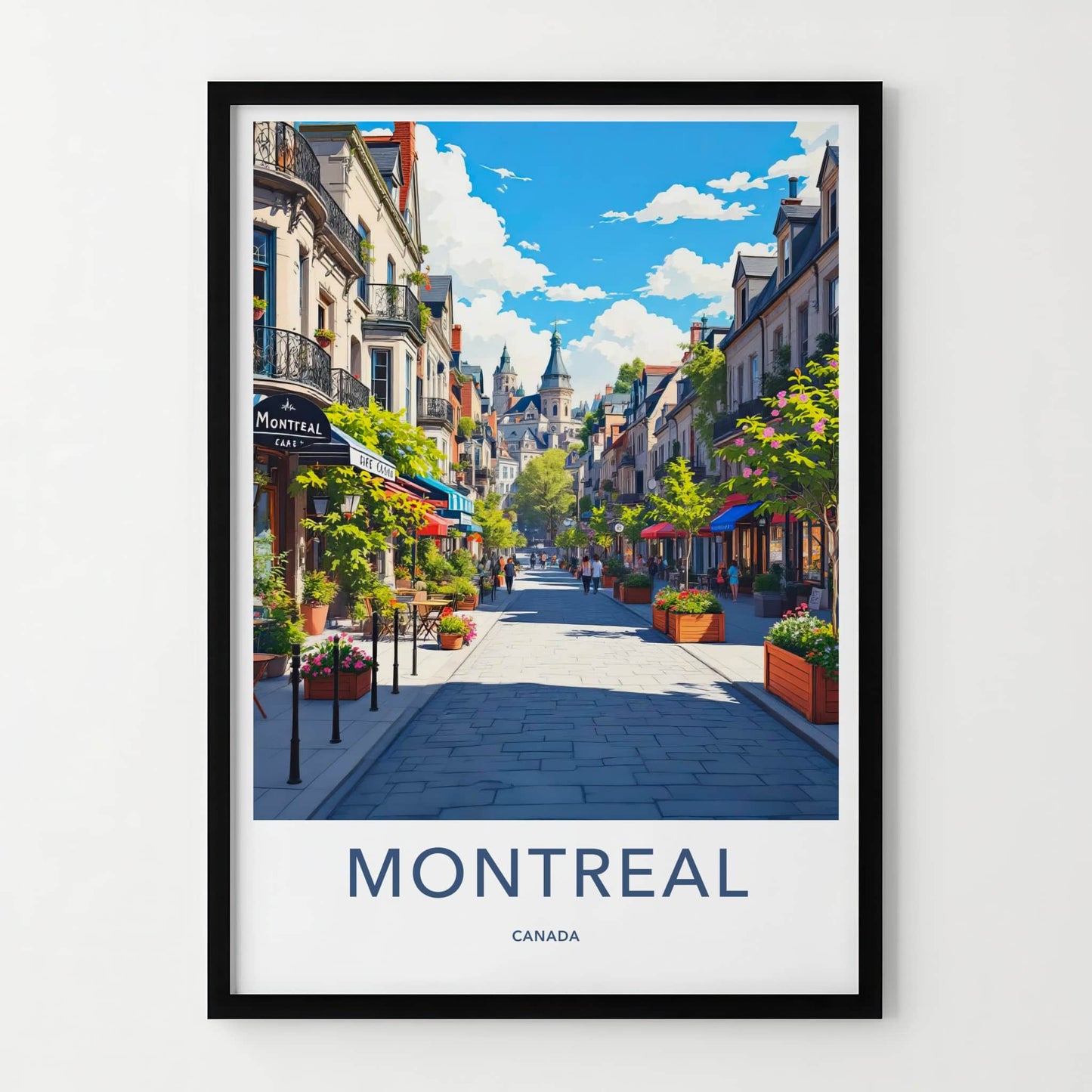 Montreal Poster - Canada Travel Art - Charming Street Scene Home Decor