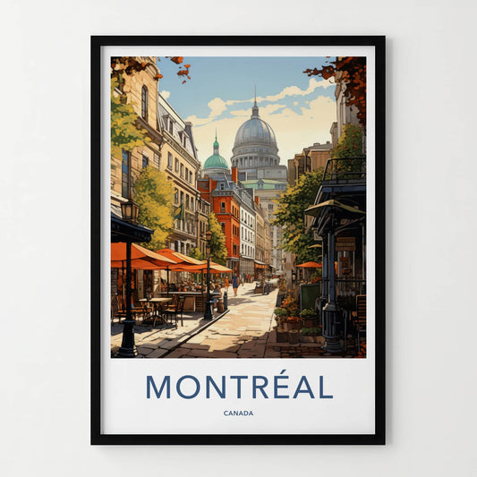 Montreal Poster - Canada Travel Art - Historic City Street Home Decor