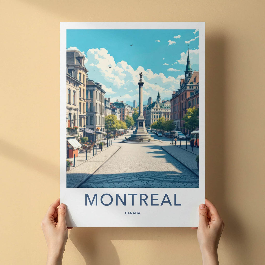 Montreal Poster - Canada Travel Art - Historic Cityscape View Home Decor