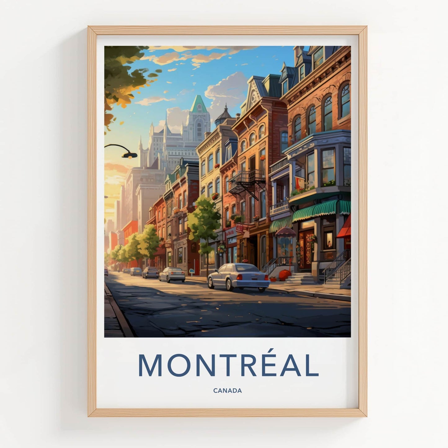 Montreal Poster - Canada Travel Art - Historic Street Vibrant Home Decor