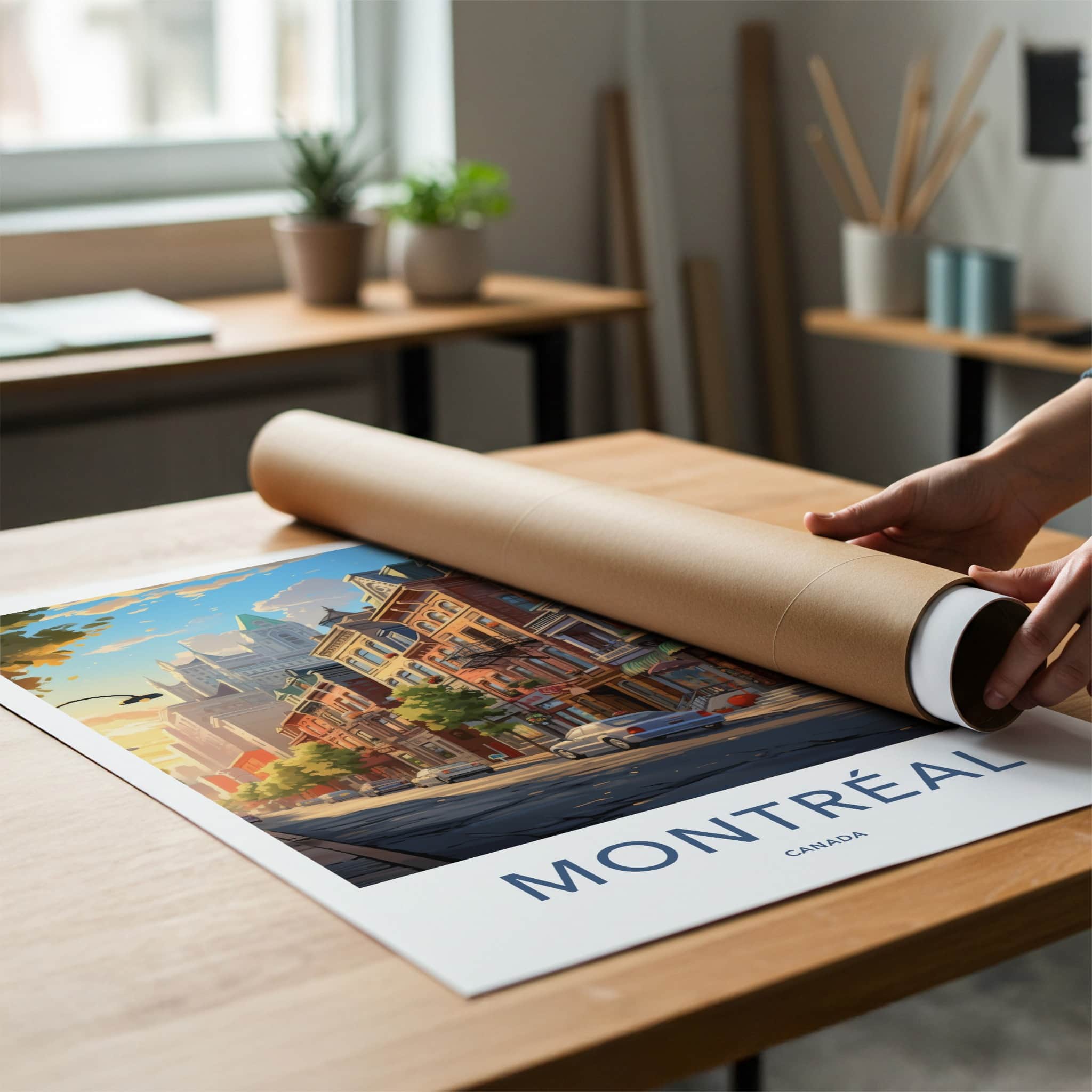 Montreal Poster - Canada Travel Art - Historic Street Vibrant Home Decor