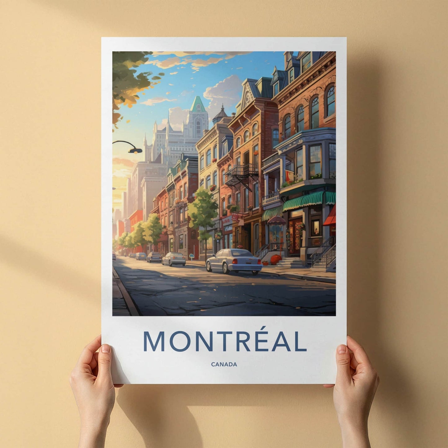 Montreal Poster - Canada Travel Art - Historic Street Vibrant Home Decor