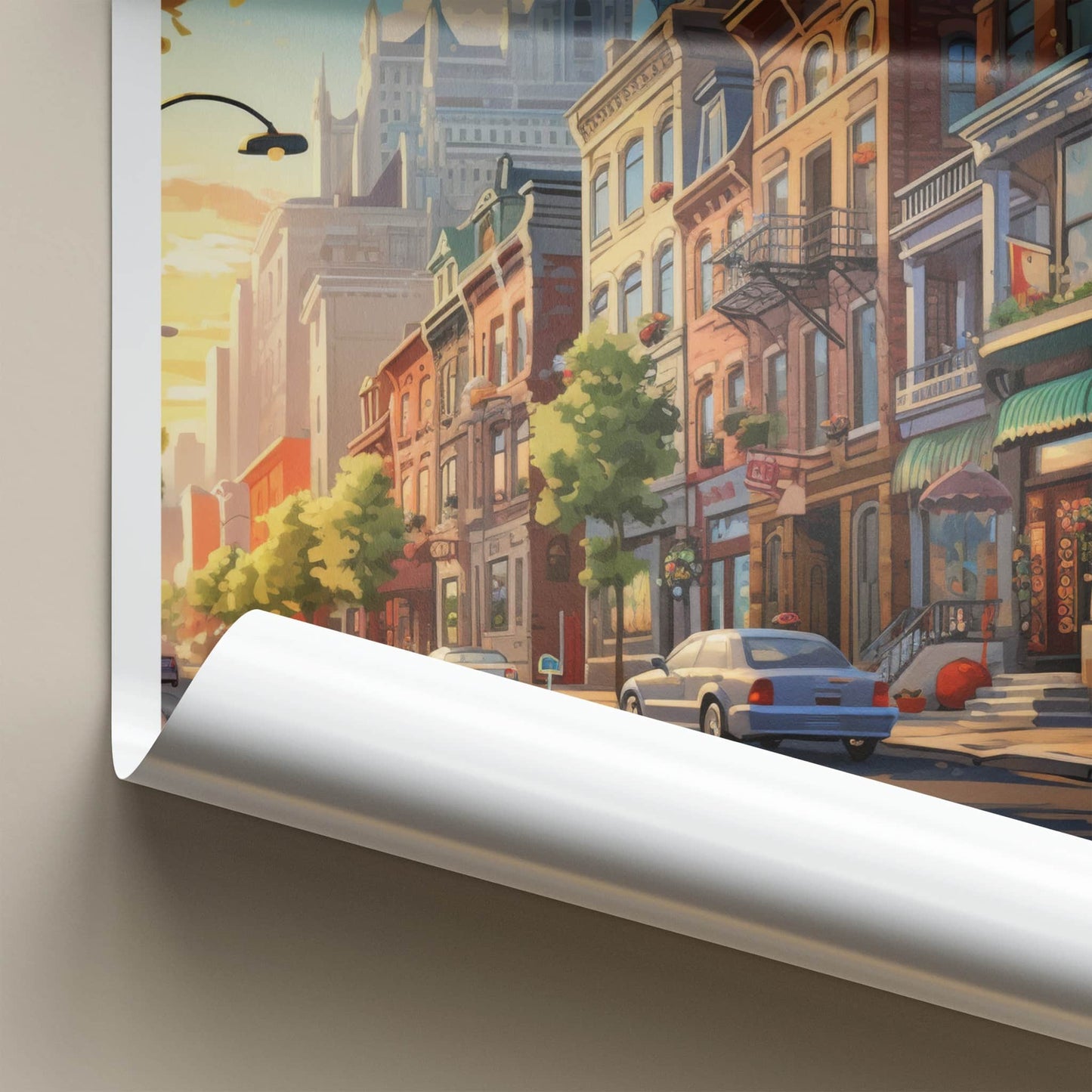 Montreal Poster - Canada Travel Art - Historic Street Vibrant Home Decor