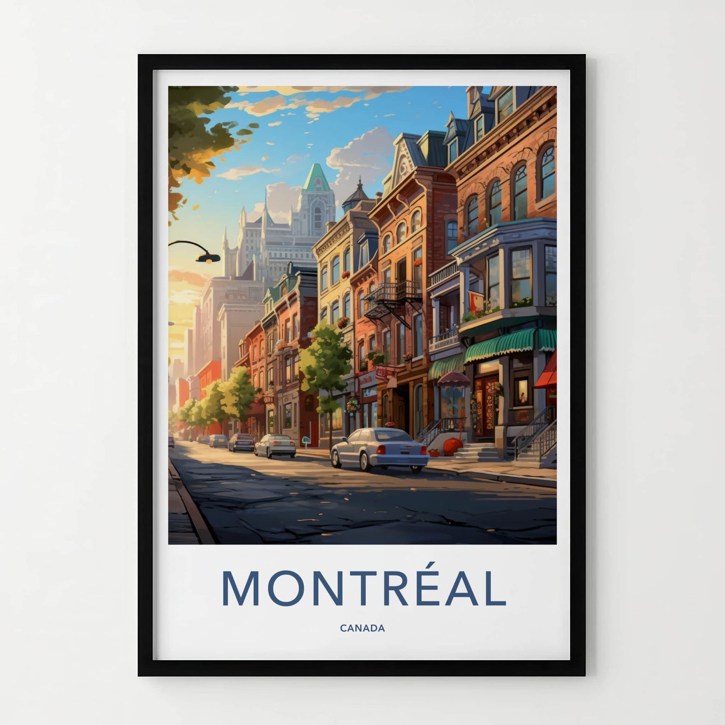 Montreal Poster - Canada Travel Art - Historic Street Vibrant Home Decor