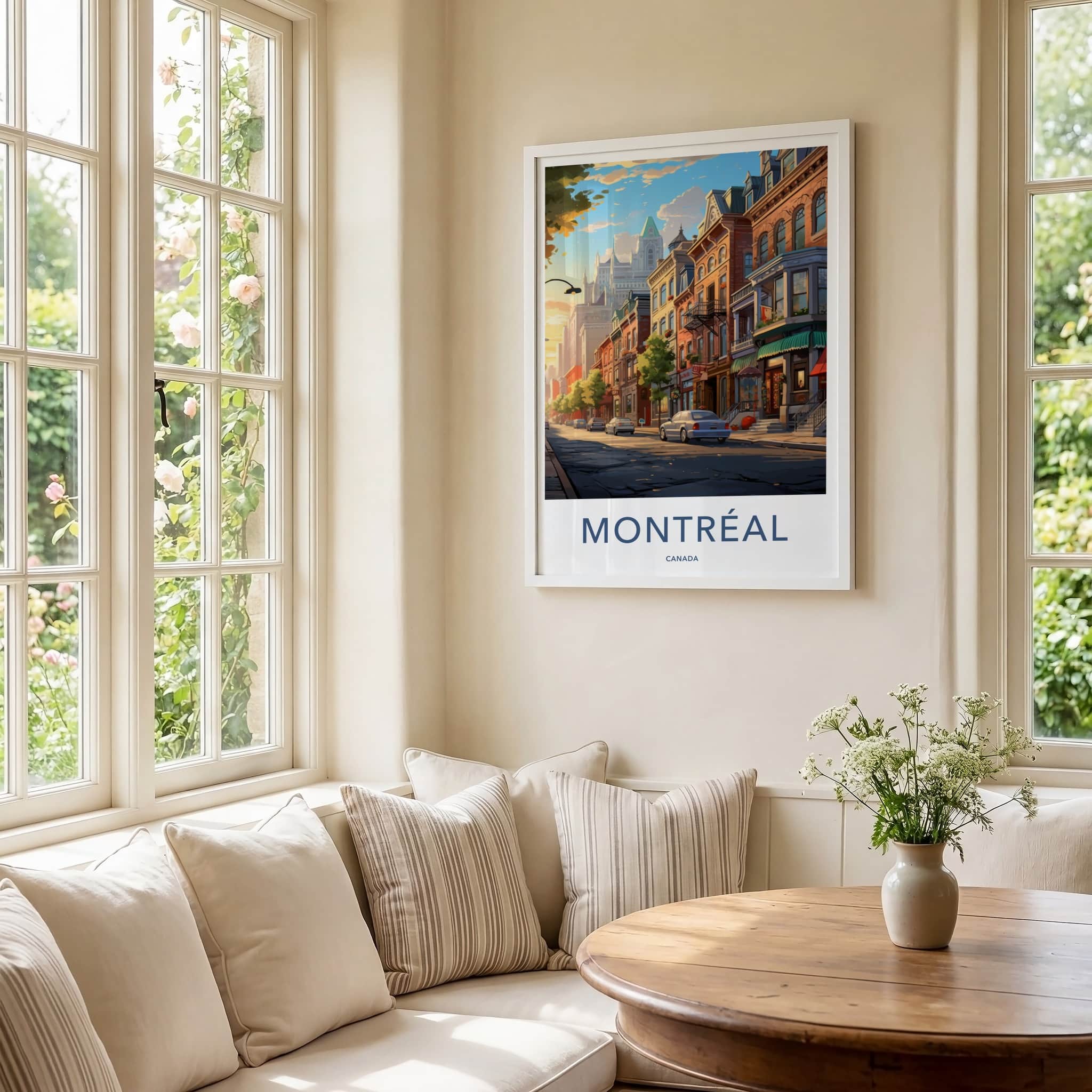 Montreal Poster - Canada Travel Art - Historic Street Vibrant Home Decor
