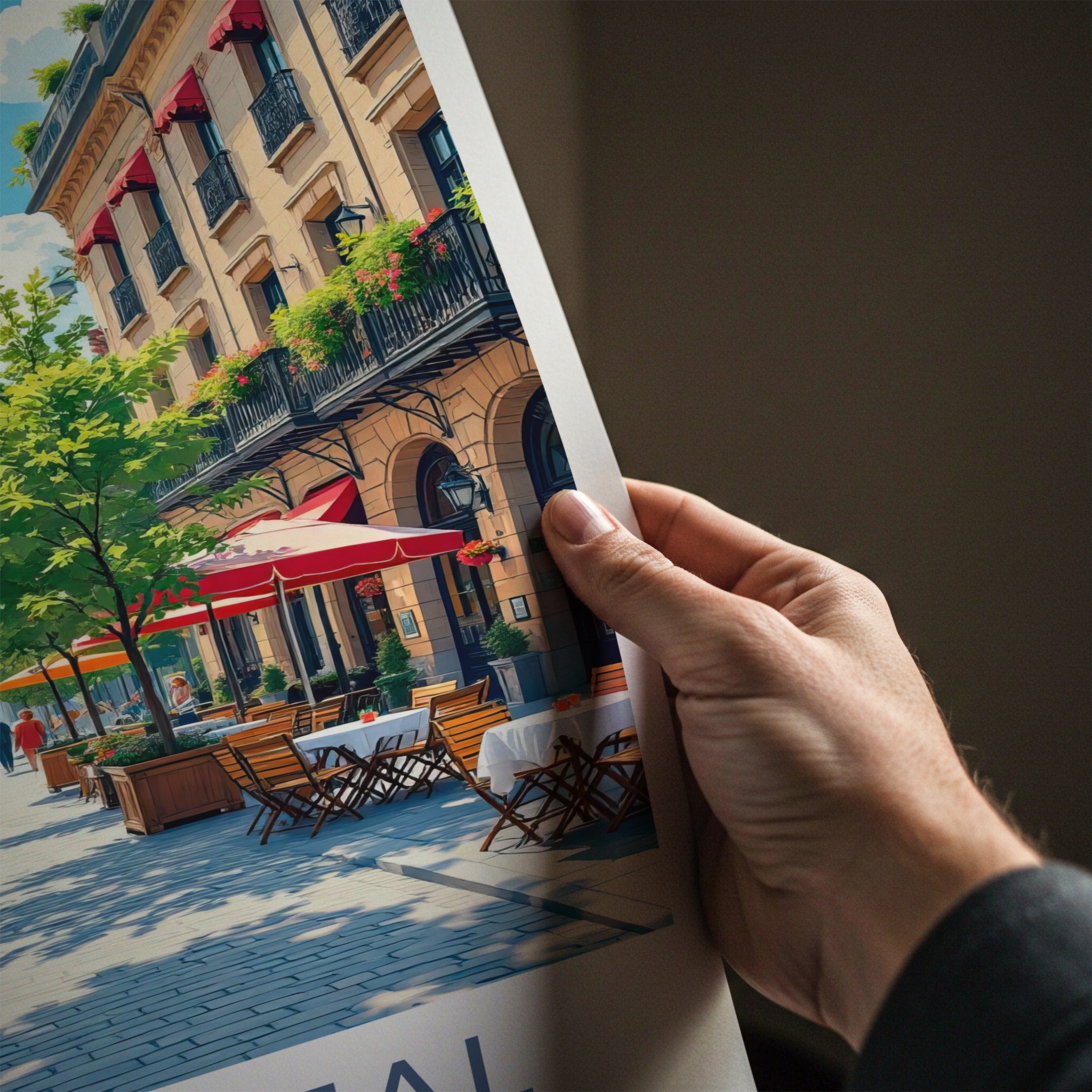 Montreal Poster - Canada Travel Art - Lively Cafe Street Home Decor
