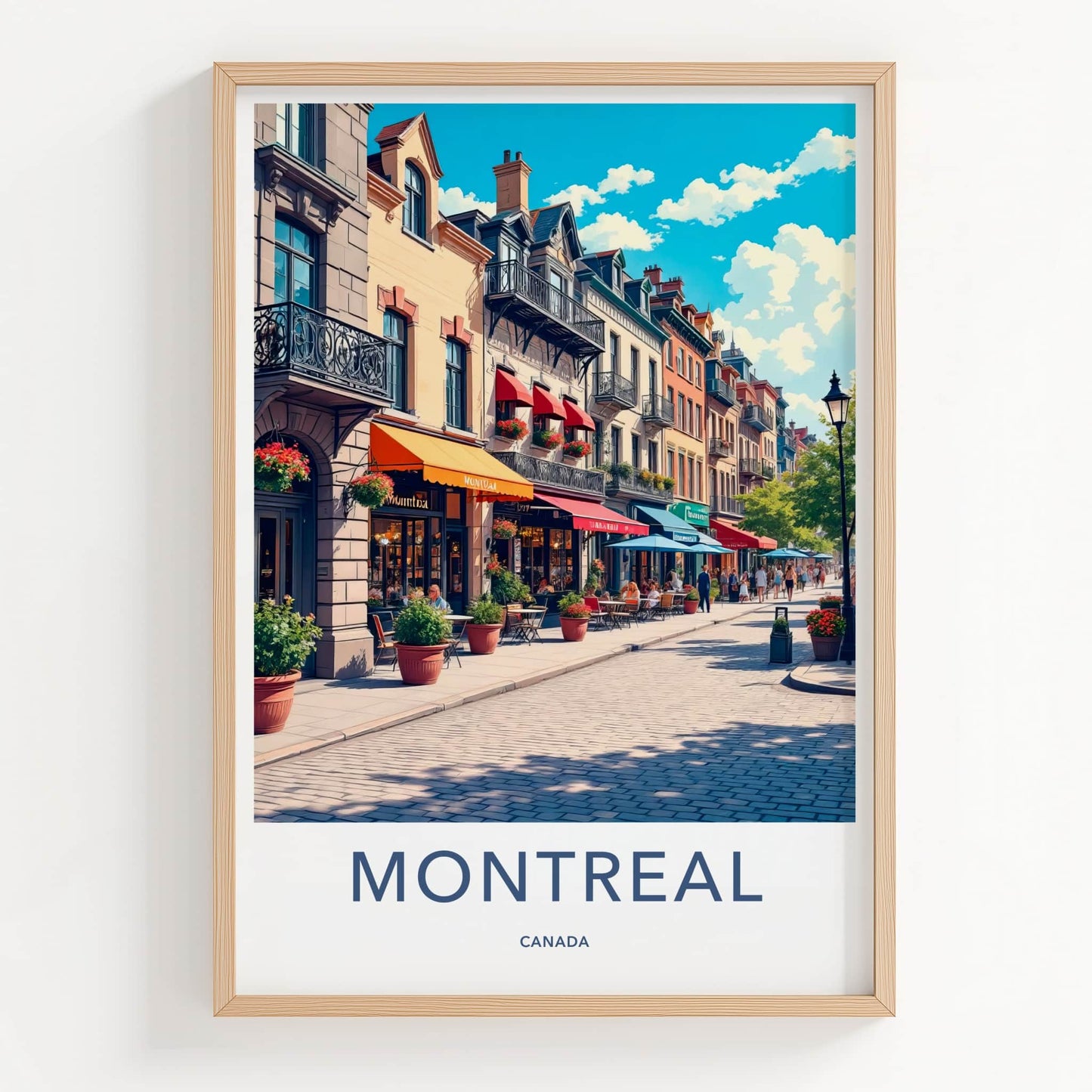 Montreal Poster - Canada Travel Art - Lively Street Scene Home Decor
