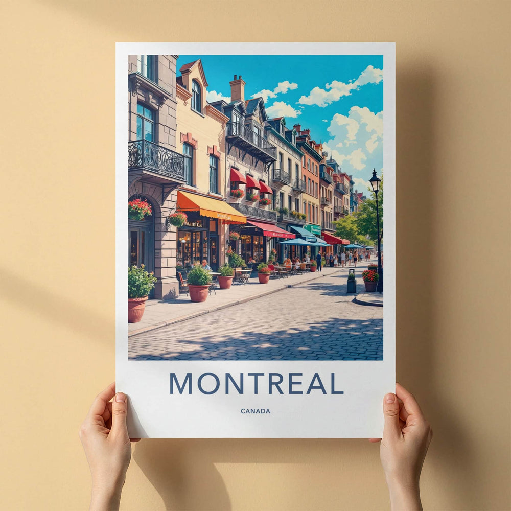 Montreal Poster - Canada Travel Art - Lively Street Scene Home Decor